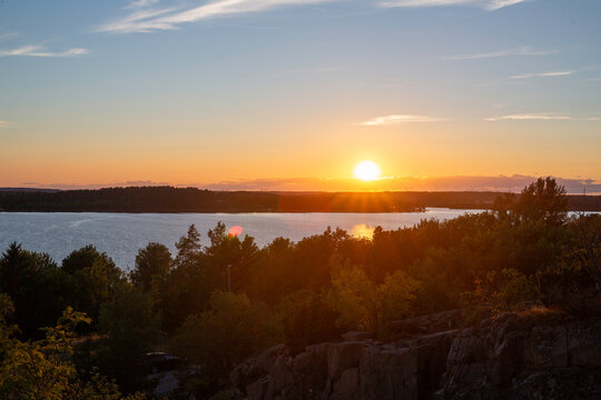 Sunset over the lake in sweden