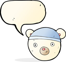 cartoon polar bear face with speech bubble