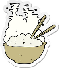 sticker of a cartoon bowl of hot rice