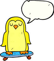 comic book speech bubble cartoon bird on skateboard