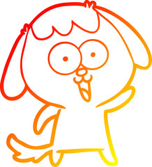 warm gradient line drawing cute cartoon dog