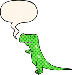 cartoon dinosaur and speech bubble in comic book style