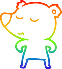rainbow gradient line drawing cartoon polar bear