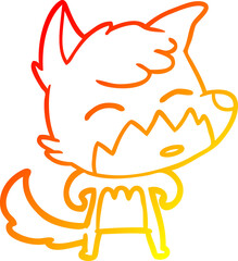 warm gradient line drawing cartoon fox