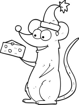black and white cartoon christmas mouse
