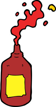 Cartoon Squirting Ketchup Bottle