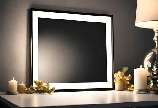 frame with christmas decoration