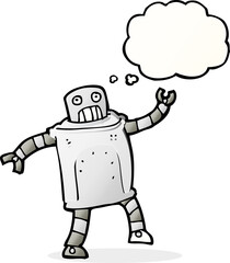 cartoon robot with thought bubble