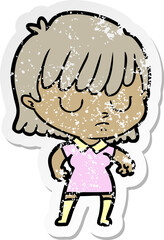 distressed sticker of a cartoon woman