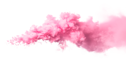 Pink smoke billowing. Isolated on transparent background, PNG