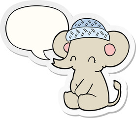 cartoon cute elephant and speech bubble sticker