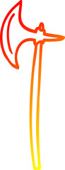 warm gradient line drawing cartoon medieval axe