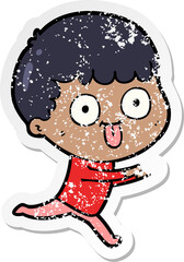 distressed sticker of a cartoon man staring