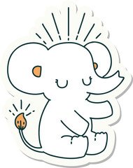 sticker of tattoo style cute elephant