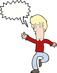 cartoon rushing man with speech bubble