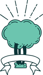 banner with tattoo style tree
