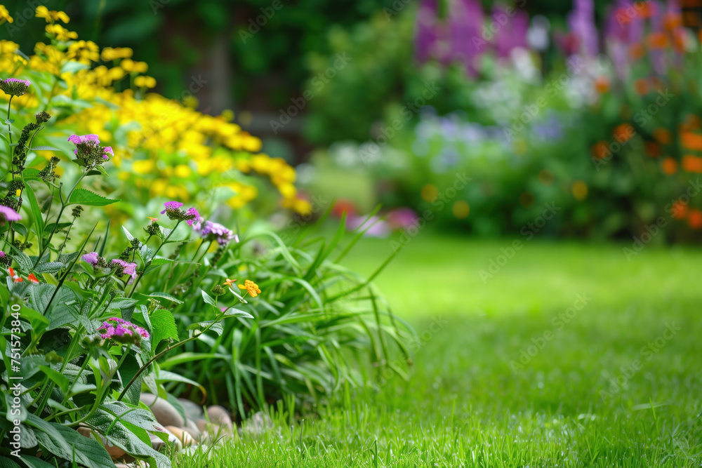 Poster a slide background for showcasing gardening. background image. created with generative ai technology
