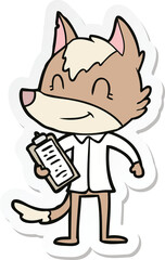 sticker of a friendly cartoon wolf boss