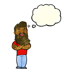 cartoon proud man with thought bubble