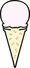 quirky hand drawn cartoon strawberry ice cream cone