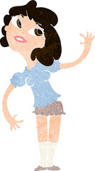 cartoon woman waving