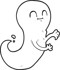 black and white cartoon ghost