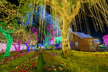 illumination in night at Rachanuson Park in lopburi , King narai festival is annual festival in...