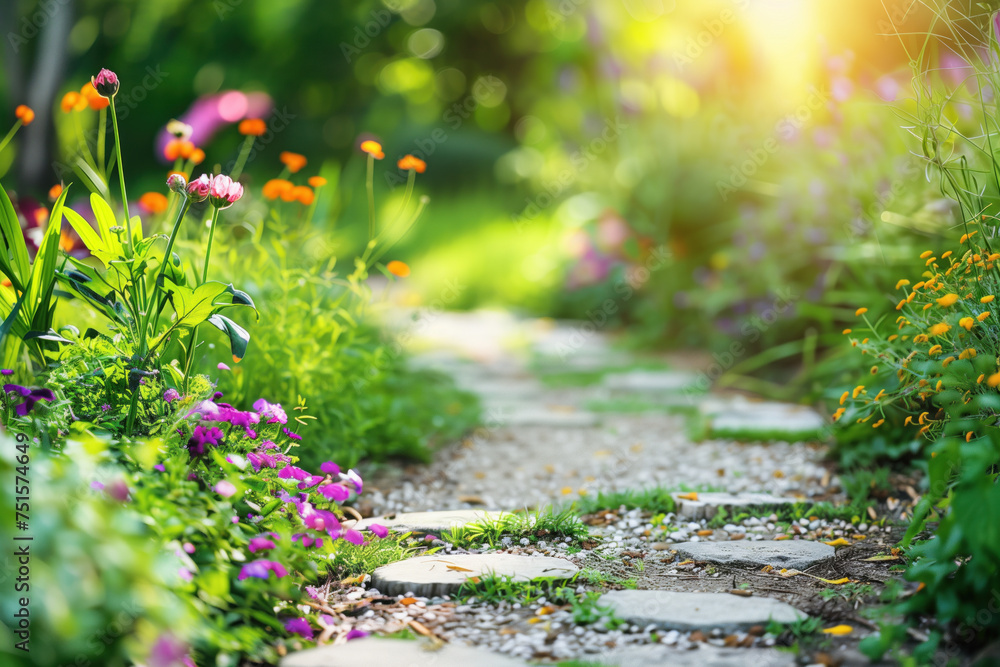 Poster a slide background for showcasing gardening. background image. created with generative ai technology