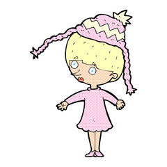 cartoon woman wearing winter hat