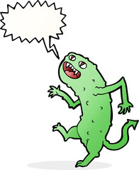 cartoon monster with speech bubble