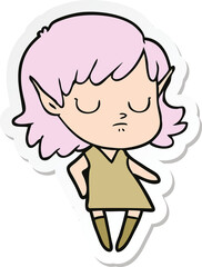 sticker of a cartoon elf girl