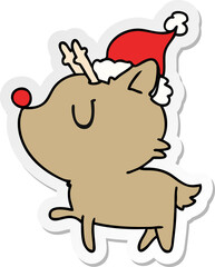 christmas sticker cartoon of kawaii deer
