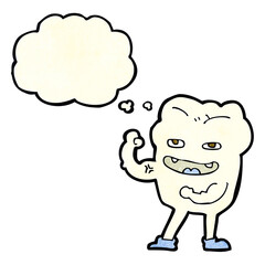 Fototapeta premium cartoon strong healthy tooth with thought bubble