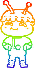 rainbow gradient line drawing friendly cartoon spaceman