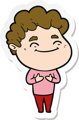 sticker of a cartoon friendly man