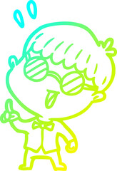 cold gradient line drawing clever boy with idea