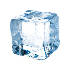 A cube of ice. Isolated on transparent background, PNG