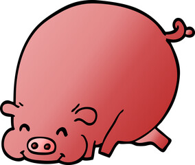 cartoon doodle fat pig