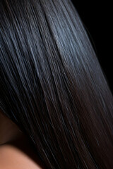 Lustrous and Healthy Black Hair in a Close-up View: Illustrating Proper Hair Care and Vitality