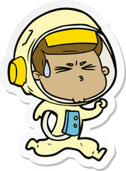 sticker of a cartoon stressed astronaut