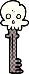 cartoon doodle spooky skull key