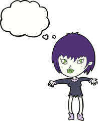 cartoon vampire girl with thought bubble