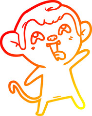 warm gradient line drawing crazy cartoon monkey