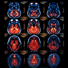 High resolution PET CT scan of the human brain, screen view