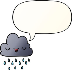 cartoon storm cloud and speech bubble in smooth gradient style