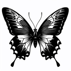 Illustration of a butterfly using black ink with a simple concept and high contrast.