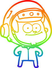 rainbow gradient line drawing happy astronaut cartoon