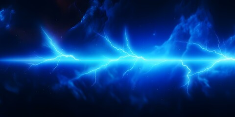Vibrant blue neon lightning in battery symbol symbolizes future alternative energy. Concept Alternative Energy, Neon Lightning, Blue, Battery Symbol, Future Technology