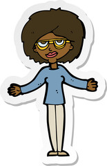 sticker of a cartoon woman wearing spectacles