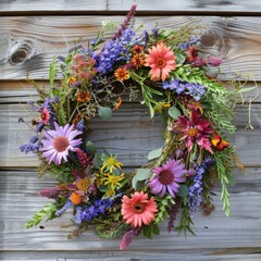 Fototapeta na wymiar Herbal and floral wreaths
